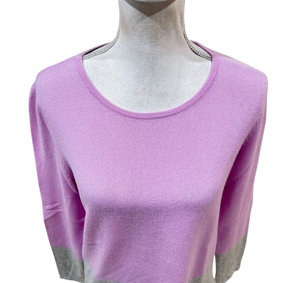 Lilly Pulitzer rica cashmere lilac Gray colorblock Crew Neck sweater medium - Picture 8 of 13